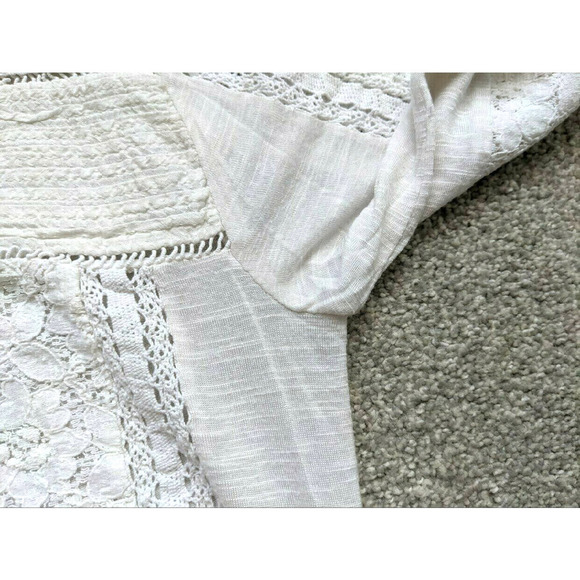 Lucky Brand Small Lace Henley S Boho Peasant Top - Picture 5 of 5
